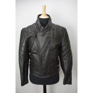 Schott Perfecto Black Leather VINTAGE Pad Shoulder Sleeve Bomber Moto Jacket 42